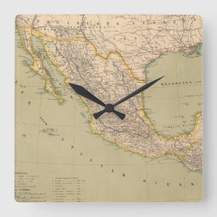 Map of Mexico Square Wall Clock