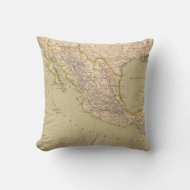 Map of Mexico Throw Pillow (Front)