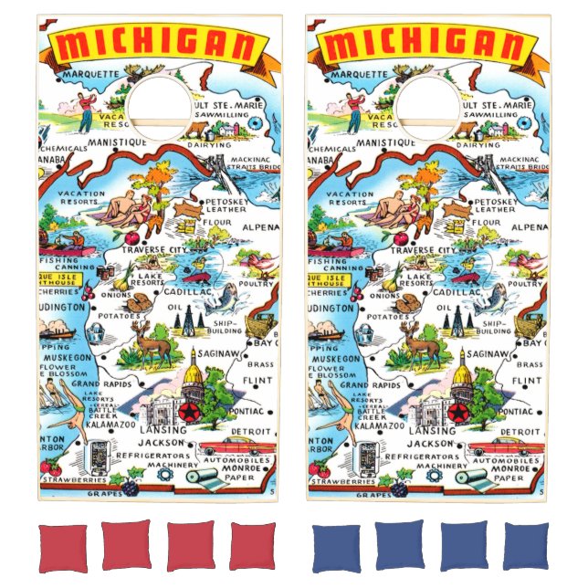 Map of Michigan  Cornhole Set (Set)