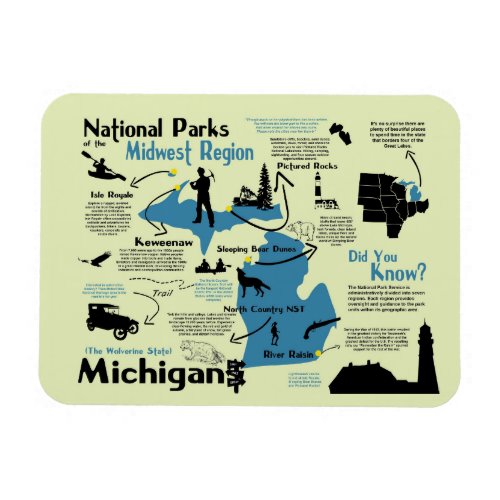Map of Michigan National Parks Magnet
