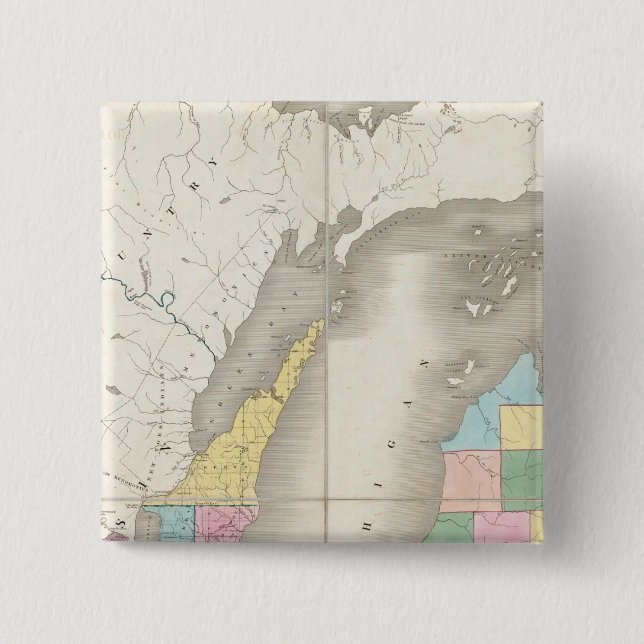 Map of Michigan & Part Of Wisconsin Territory Button (Front)