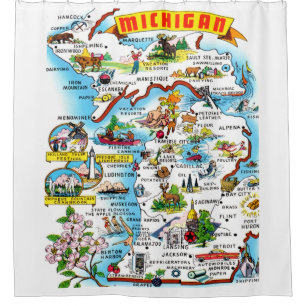 Map of Michigan Shower Curtain