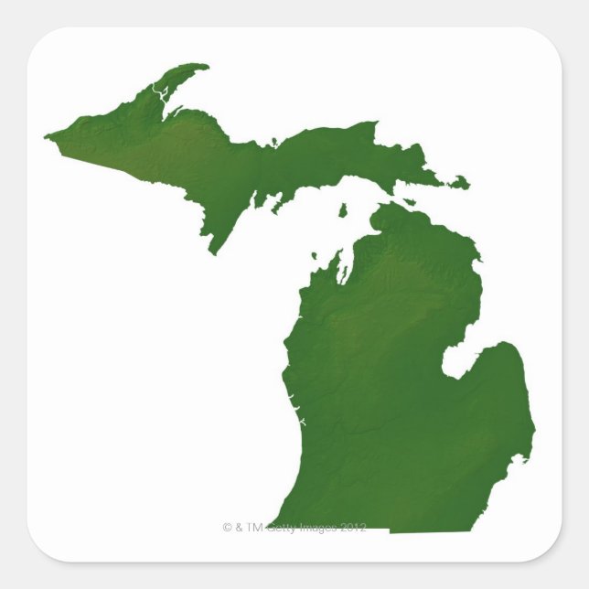 Map of Michigan Square Sticker (Front)
