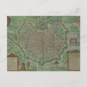 Map of Milan, from 'Civitates Orbis Terrarum' by G Postcard