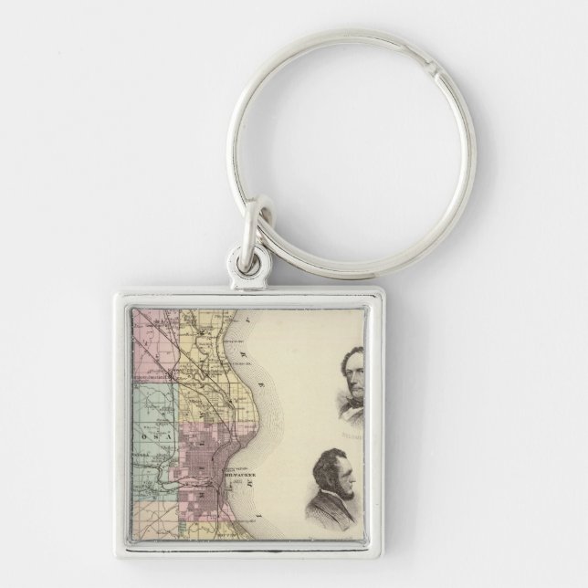 Map of Milwaukee County, State of Wisconsin Keychain (Front)