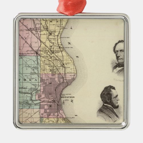 Map of Milwaukee County State of Wisconsin Metal Ornament