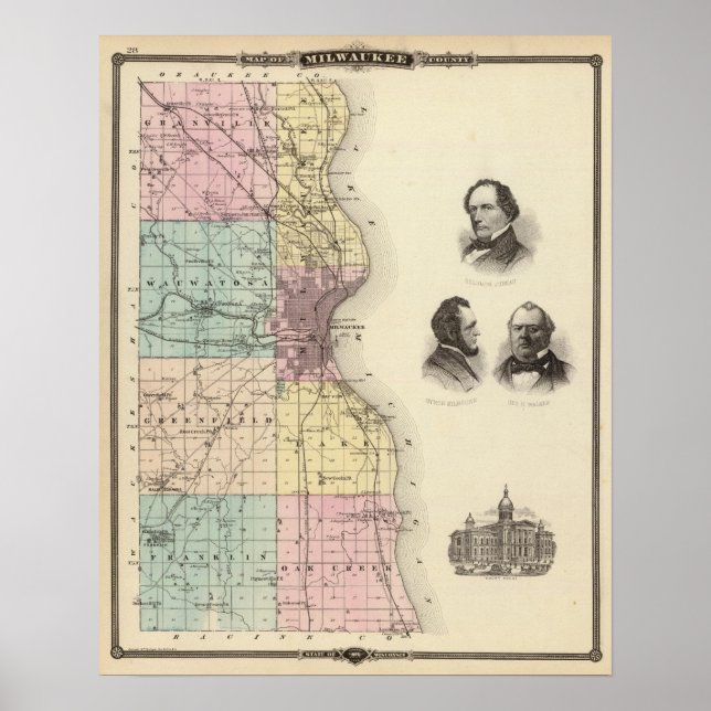 Map of Milwaukee County, State of Wisconsin Poster (Front)
