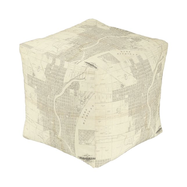 Map of Milwaukee Pouf (Angled Front)