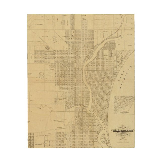 Map of Milwaukee Wood Wall Decor (Front)