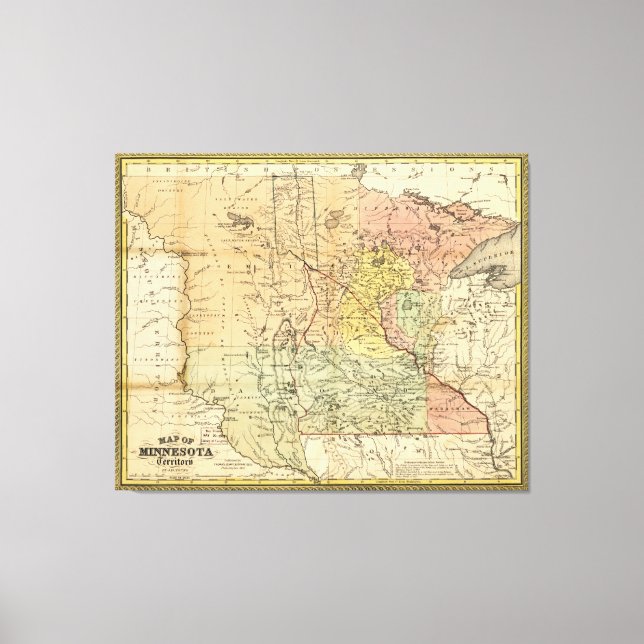 Map of Minnesota Territory (1852) Canvas Print (Front)