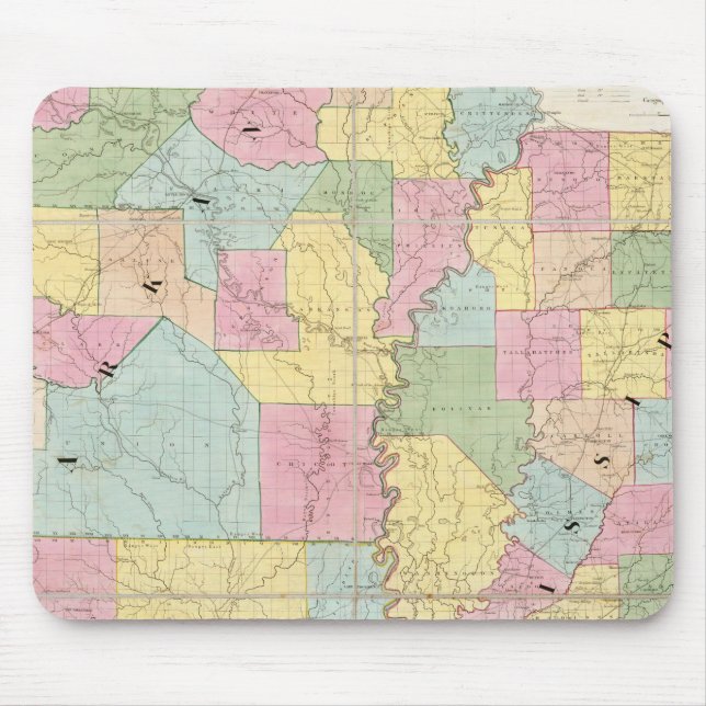 Map of Mississippi, Louisiana & Arkansas Mouse Pad (Front)