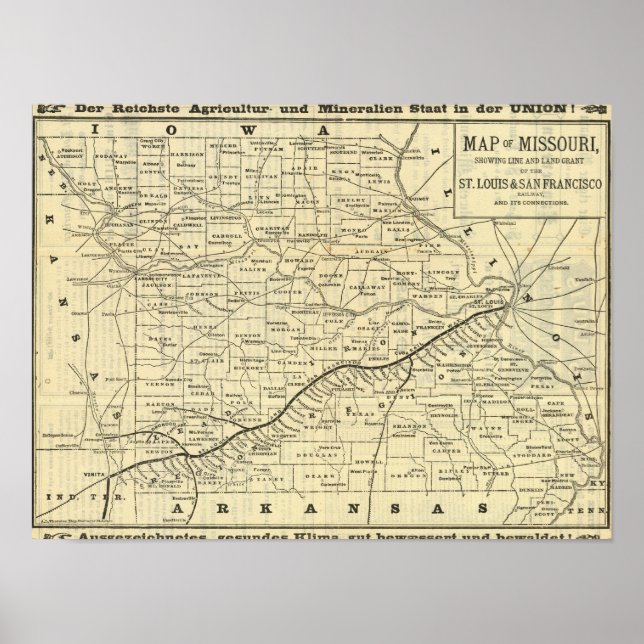 Map of Missouri 2 Poster (Front)