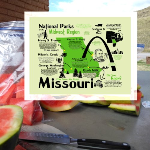 Map of Missouri National Parks Postcard