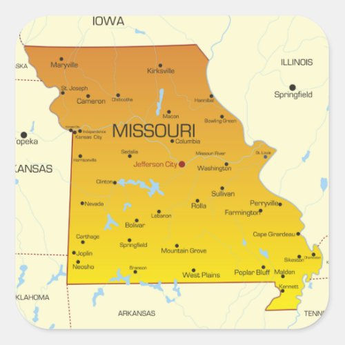 Map Of Missouri Square Sticker