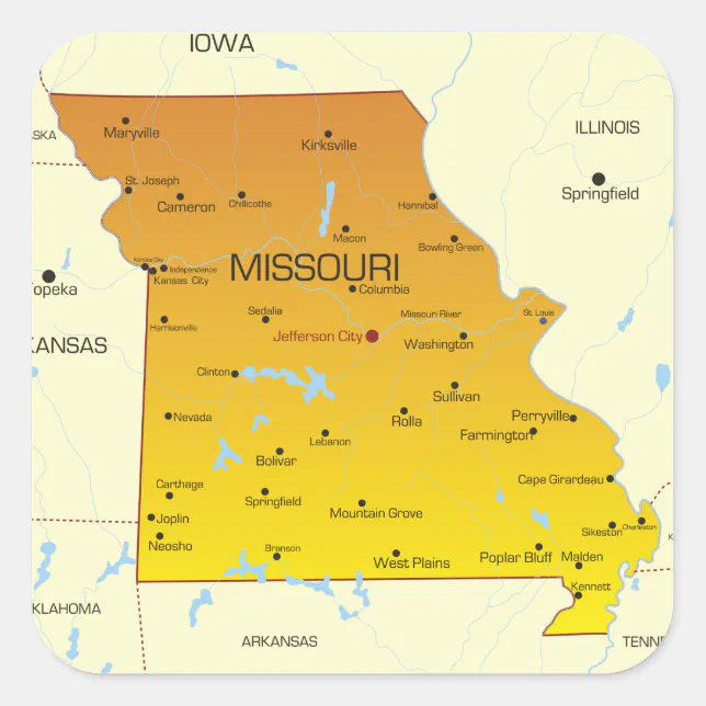 Map Of Missouri Square Sticker | Zazzle