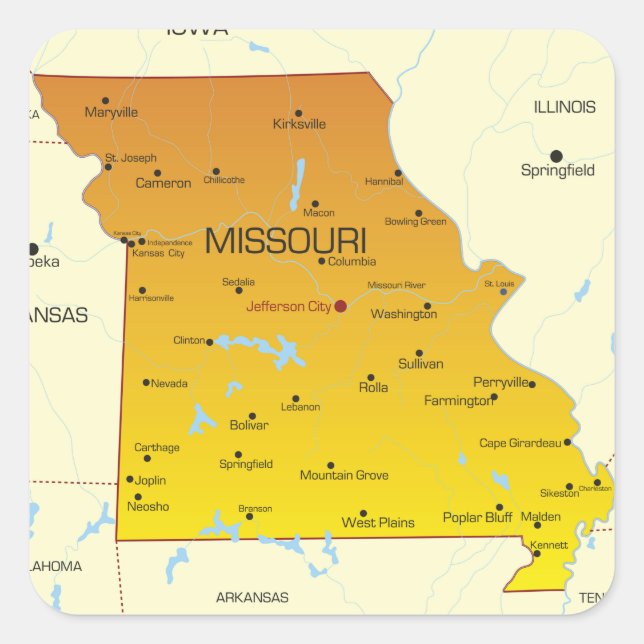 Map Of Missouri Square Sticker (Front)