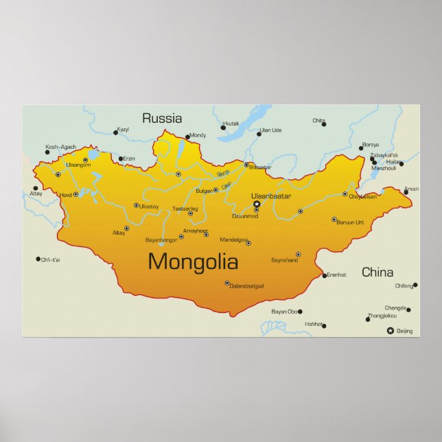 Map of Mongolia Poster (Front)