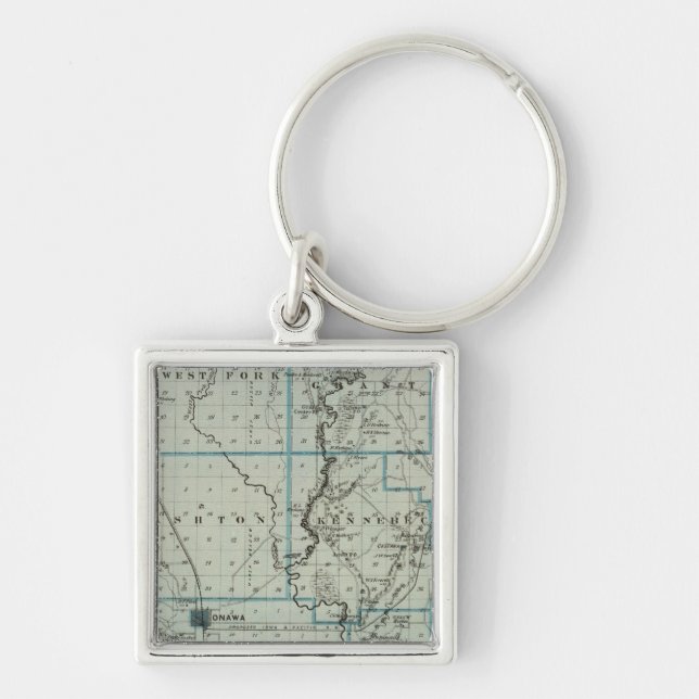 Map of Monona County, State of Iowa 2 Keychain (Front)