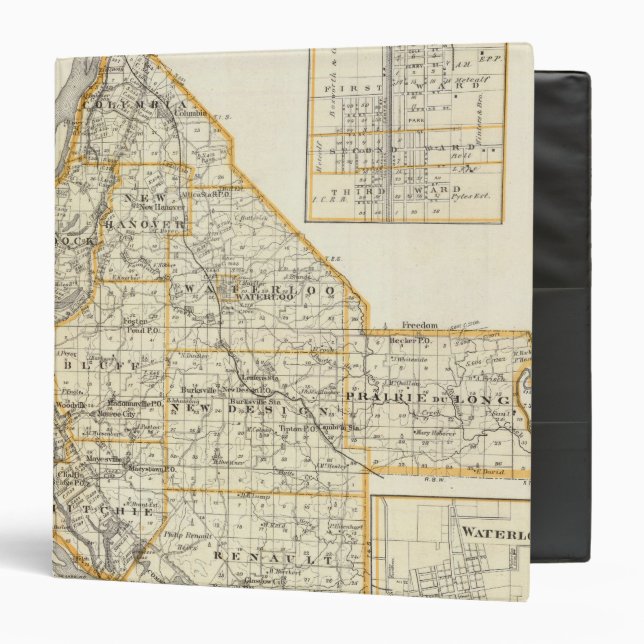 Map of Monroe County, DuQuoin and Waterloo Binder (Front/Inside)