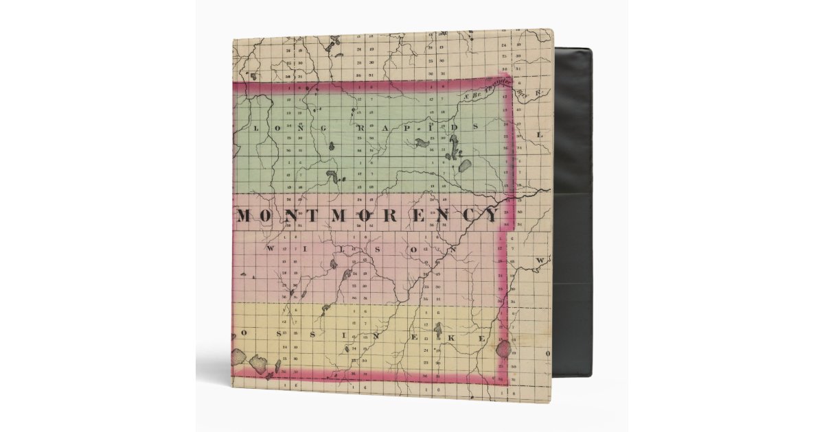 Map of Montmorency County, Michigan 3 Ring Binder Zazzle