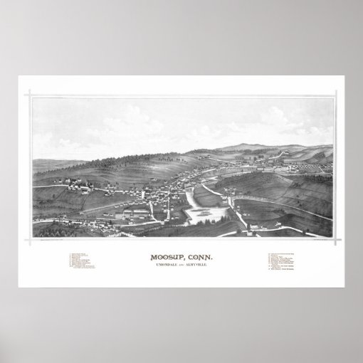 Map of Moosup, CT from 1889 Poster Zazzle