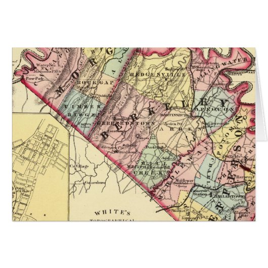 Map of Morgan, Berkeley, and Jefferson counties Cards (Front Horizontal)
