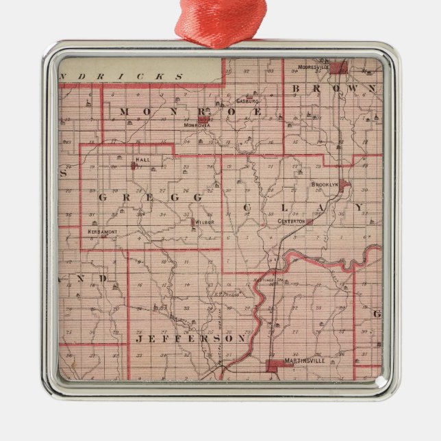 Map of Morgan County with Mooresville Metal Ornament (Front)