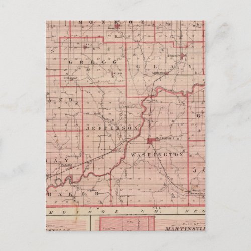 Map of Morgan County with Mooresville Postcard