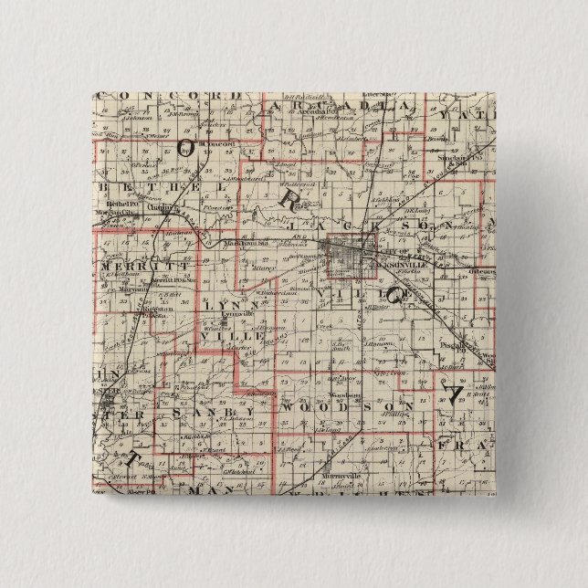 Map of Morgan & Scott counties Pinback Button (Front)