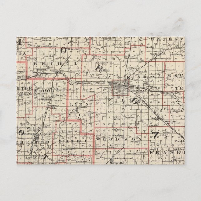 Map of Morgan & Scott counties Postcard (Front)