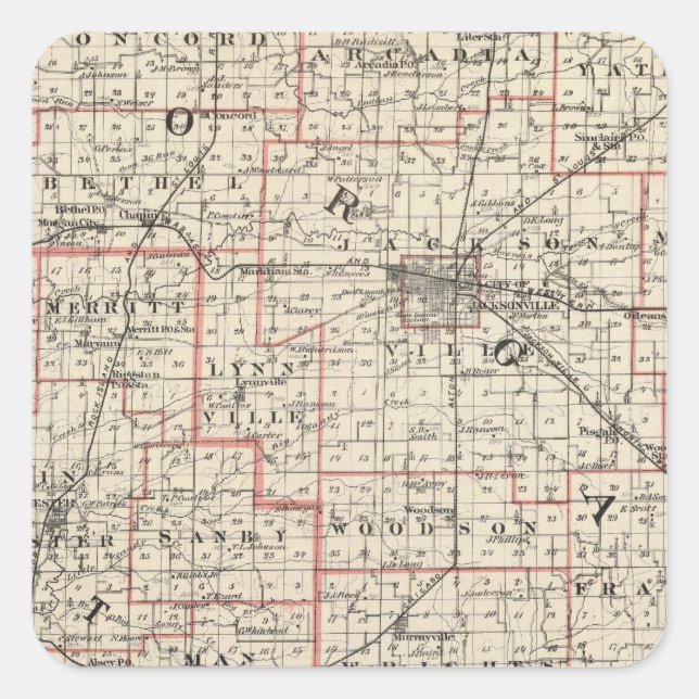 Map of Morgan & Scott counties Square Sticker (Front)