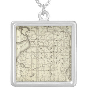 Map of Morris's Purchase or West Geneseo Silver Plated Necklace