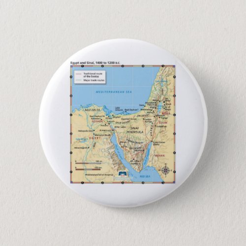 Map of Moses Exodus Egypt and Sinai 1400 to 1200 B Button