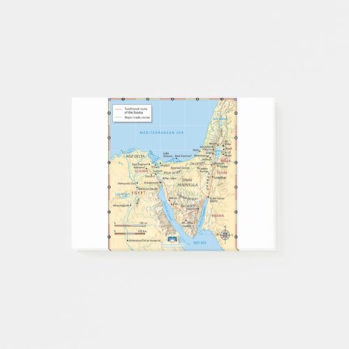 Map of Moses Exodus Egypt and Sinai 1400 to 1200 B Post_it Notes