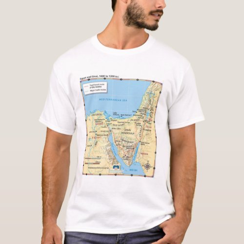 Map of Moses Exodus Egypt and Sinai 1400 to 1200 B T_Shirt