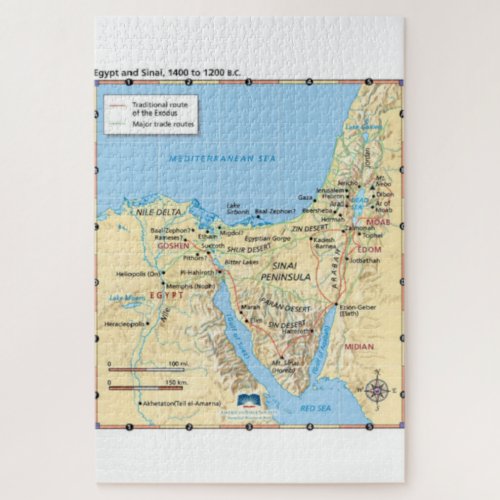 Map of Moses Exodus Egypt and Sinai 1400 to 1200 Jigsaw Puzzle