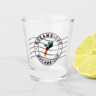 Map of Mozambique, Postal Passport Stamp, Travel S Shot Glass