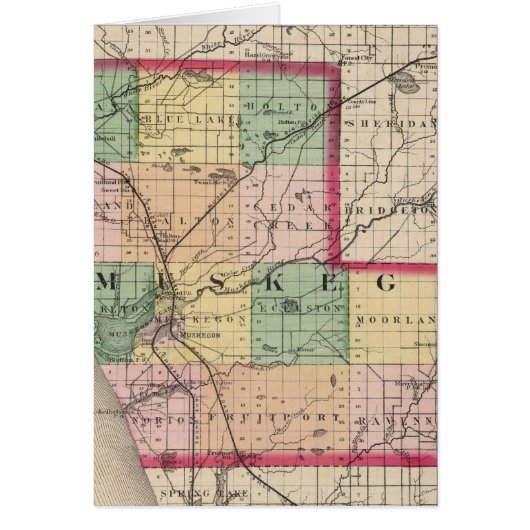 Map of Muskegon County, Michigan Cards (Front)