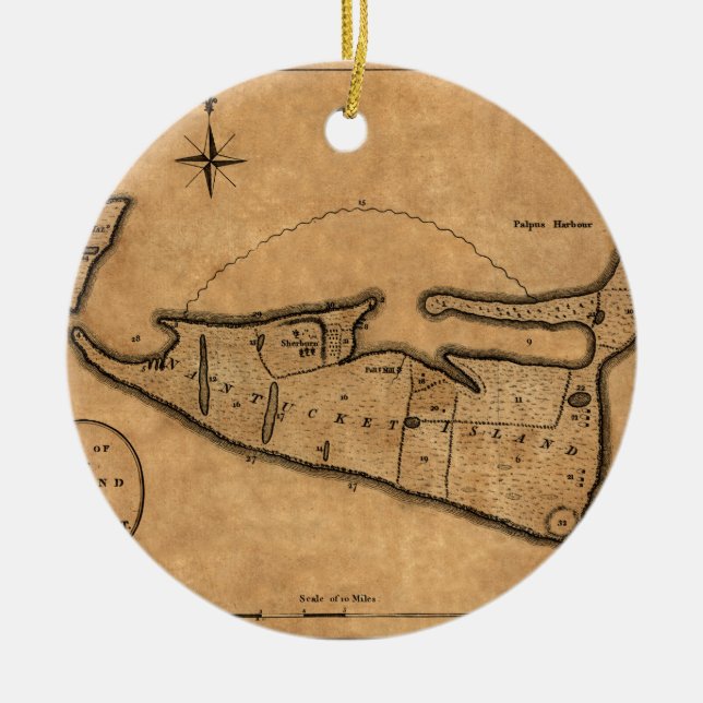 Map of Nantucket 1782 Ceramic Ornament (Front)