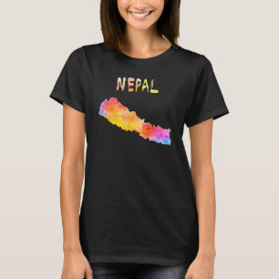 Map of Nepal Nepali Colorful map Watercolor illu T-Shirt