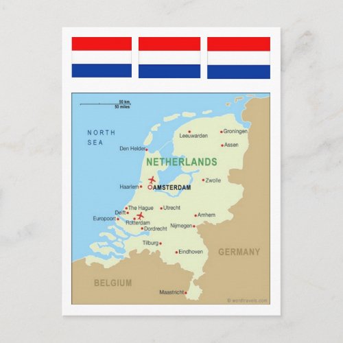 Map of Netherlands Postcard