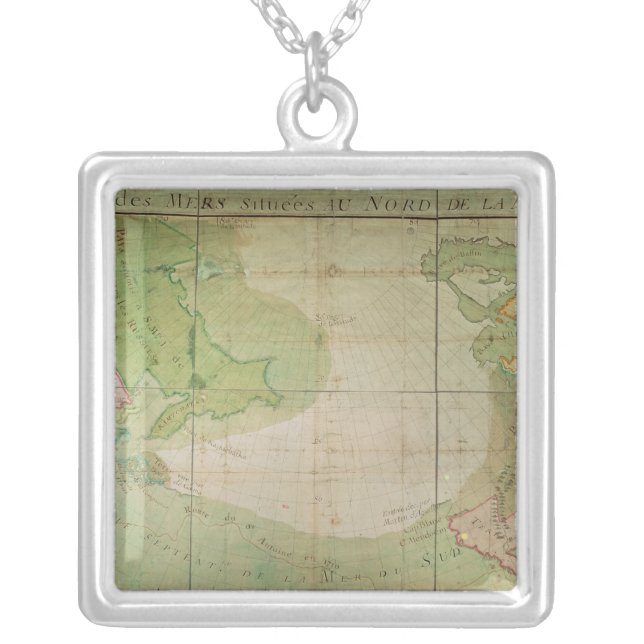 Map of New Discoveries Silver Plated Necklace (Front)