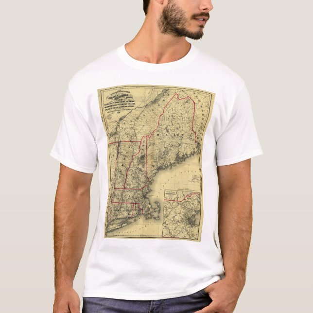 Map of New England and Surroundings (1860) T-Shirt (Front)