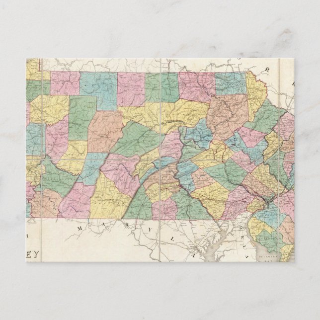Map of New Jersey And Pennsylvania Postcard (Front)
