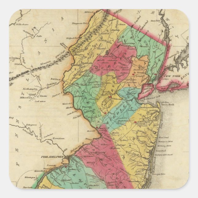 Map Of New Jersey Square Sticker (Front)