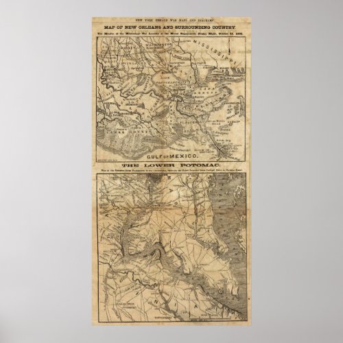 Map of New Orleans and Surrounding Country Poster