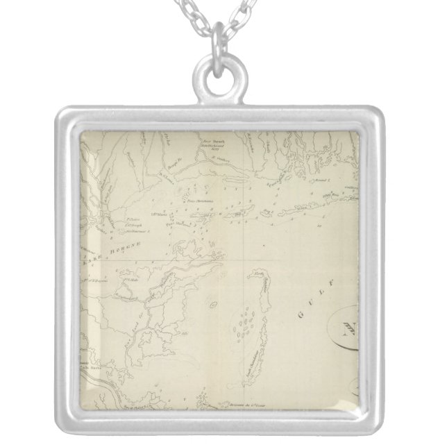 Map of New Orleans Silver Plated Necklace (Front)