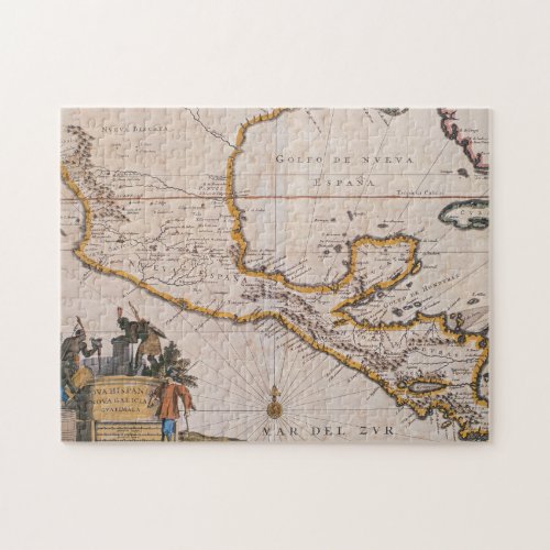 Map of New Spain New Galicia  Guatemala 1625 Jigsaw Puzzle