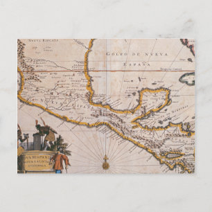 Map of New Spain New Galicia & Guatemala, 1625 Postcard