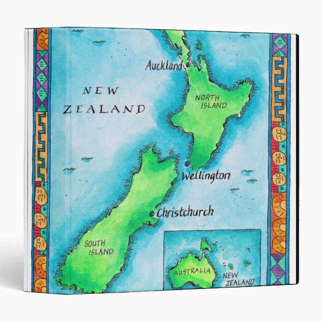Map of New Zealand 3 Ring Binder (Front/Spine)